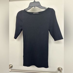 Ann Taylor Short Sleeve Fitted Sweater in Black size S